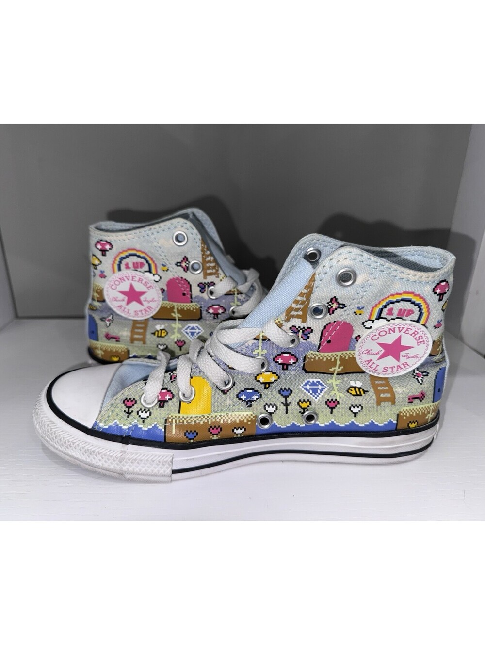 Converse Chuck Taylor All Star High Top Gamer 8-Bit Pixel Art Size 3 Youth EUC